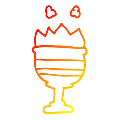 warm gradient line drawing cartoon flaming goblet