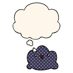 cartoon cloud and thought bubble in comic book style