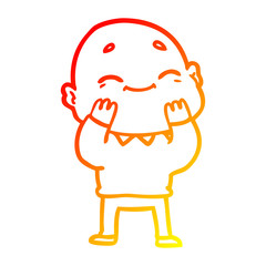 Obraz premium warm gradient line drawing happy cartoon bald man