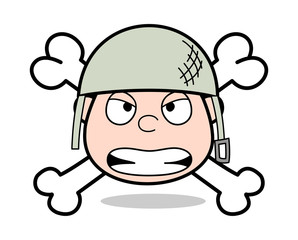 Danger Face - Cute Army Man Cartoon Soldier Vector Illustration