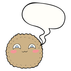 cartoon biscuit and speech bubble