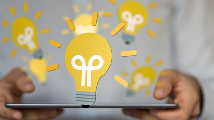 Bright idea in hand concept design art.