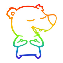 rainbow gradient line drawing cartoon bear
