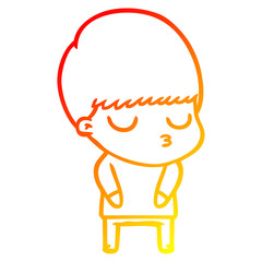 warm gradient line drawing cartoon calm boy