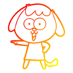 warm gradient line drawing cute cartoon dog