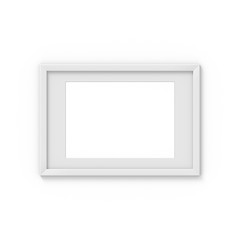 Fototapeta premium Horizontal A4 white simple picture frame with a border. Mockup for photography. 3D rendering