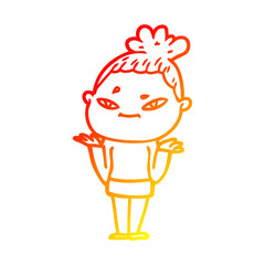 warm gradient line drawing cartoon woman