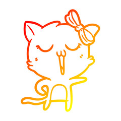 warm gradient line drawing cartoon cat