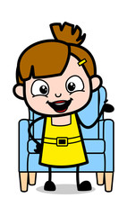 Presenting Gesture - Cute Girl Cartoon Character Vector Illustration