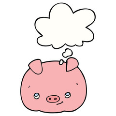 cartoon happy pig and thought bubble