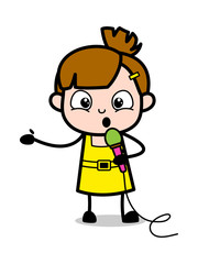 Singing in a Concert - Cute Girl Cartoon Character Vector Illustration