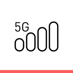 5g vector icon,  mobile set symbol . Simple, flat design isolated on white background for web or mobile app