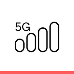 5g vector icon,  mobile set symbol . Simple, flat design isolated on white background for web or mobile app