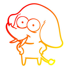 warm gradient line drawing happy cartoon elephant