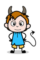 Kid in Devil Costume - School Boy Cartoon Character Vector Illustration