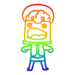 rainbow gradient line drawing cartoon robot