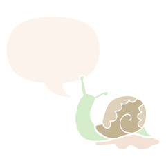 cartoon snail and speech bubble in retro style