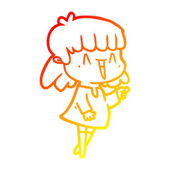 warm gradient line drawing cartoon woman