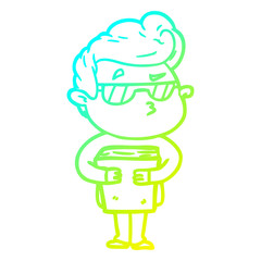 cold gradient line drawing cartoon cool guy