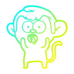 cold gradient line drawing cartoon shocked monkey