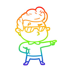 rainbow gradient line drawing cartoon cool guy