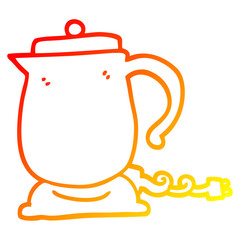 warm gradient line drawing cartoon kettle