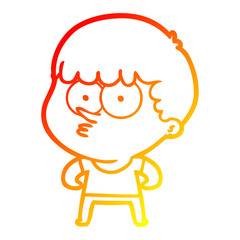 Fototapeta premium warm gradient line drawing cartoon curious boy