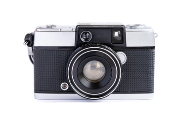 Vintage film camera isolated on white background.