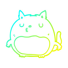 cold gradient line drawing cartoon cat