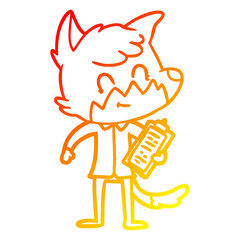 warm gradient line drawing cartoon friendly fox manager
