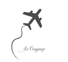 Stylish flat logo the plane flies isolated. Beautiful vector layout of airplane icons - an idea for branding an airline company