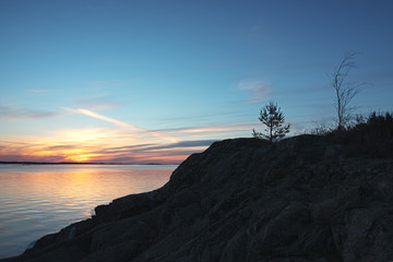 Scenic view of sea against sky during sunset