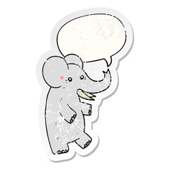 cartoon elephant and speech bubble distressed sticker