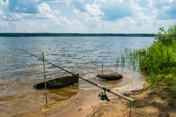 clouds blue sky fishing early in the morning