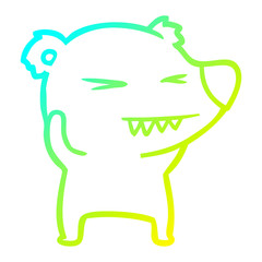 cold gradient line drawing angry polar bear cartoon