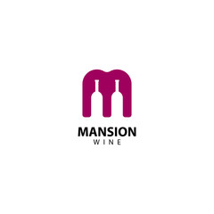 M letter Mansion Wine logo vector icon illustration