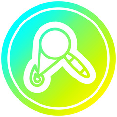 magnifying glass burning circular in cold gradient spectrum