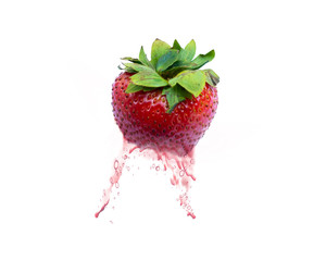 A strawberry juice on white background
