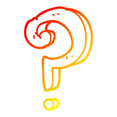 Fototapeta premium warm gradient line drawing cartoon question mark