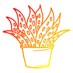 warm gradient line drawing cartoon house plant