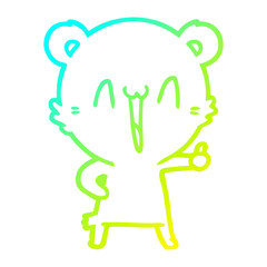 cold gradient line drawing happy bear cartoon