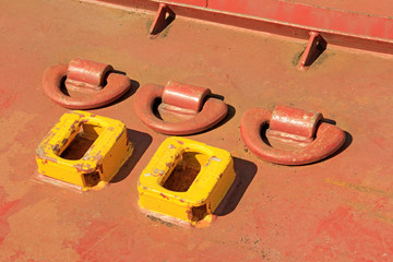 Metal device in the ship steel deck