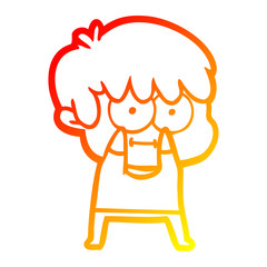 warm gradient line drawing happy cartoon man