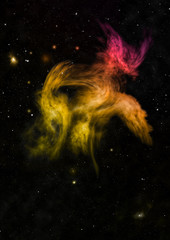 Star field in space and a nebulae. 3D rendering