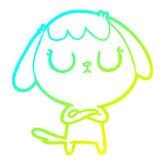 cold gradient line drawing cute cartoon dog
