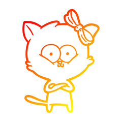 warm gradient line drawing cartoon cat