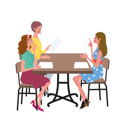話し合いをする　女性　イラスト