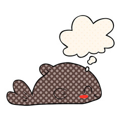 cartoon fish and thought bubble in comic book style