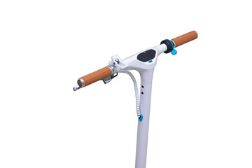 Electric scooter isolate. Rudder scooter with handles. White electric scooter on a white background.