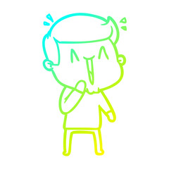 cold gradient line drawing cartoon excited man